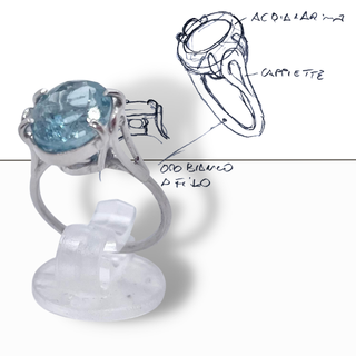 Anello Solitario Acqua Marina